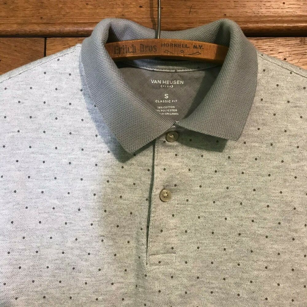 Van Heusen Flex Men's size S Gray Knit Polo Shirt Classic Fit Short Sleeve